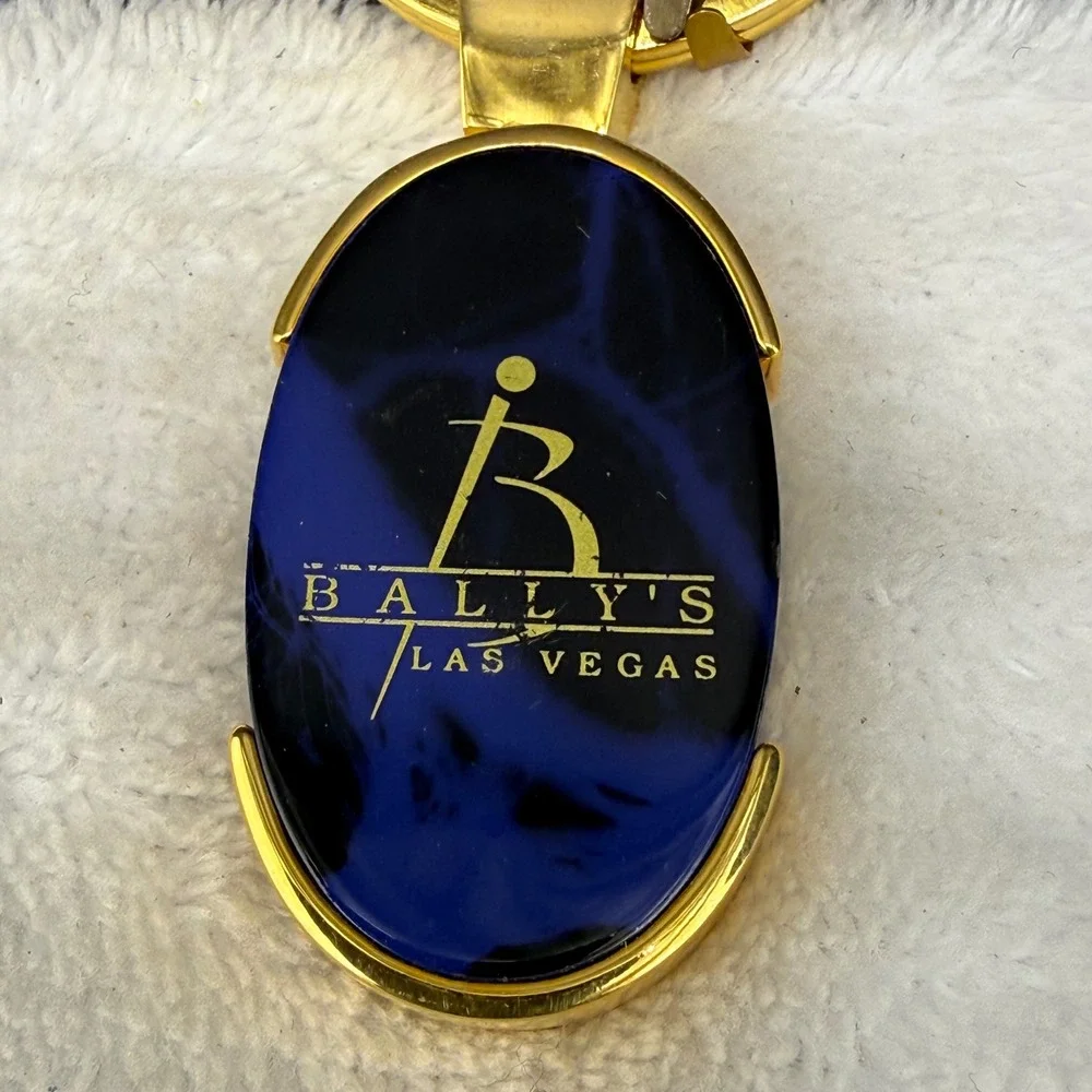 Vintage Bally's Las Vegas Keychain Blue Gold Tone Casino Souvenir READ